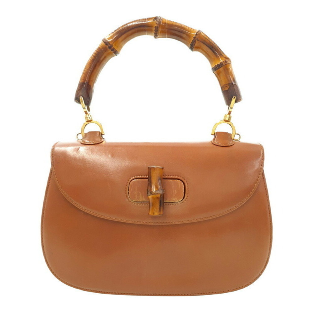 Gucci Handle Shoulder Leather Bamboo Top Handbag Bag - Picture 2 of 9
